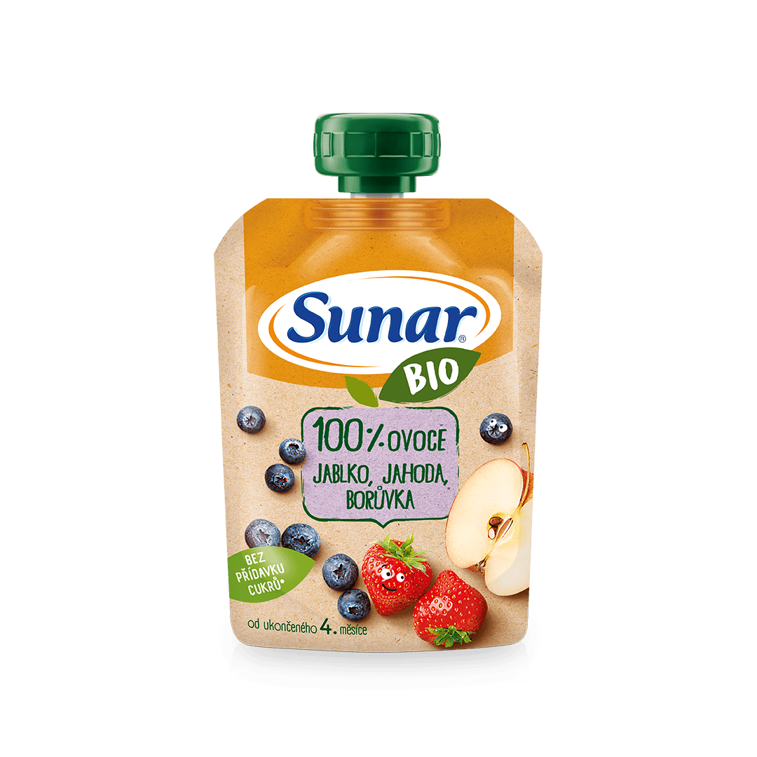 100% ovoce jablko, jahoda, borůvka